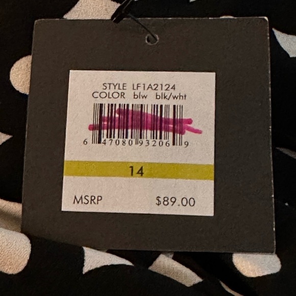 Leslie Fay‎ Black White Ruched Bodice Dress NWT Size 14 1F1A2124 - Picture 11 of 15